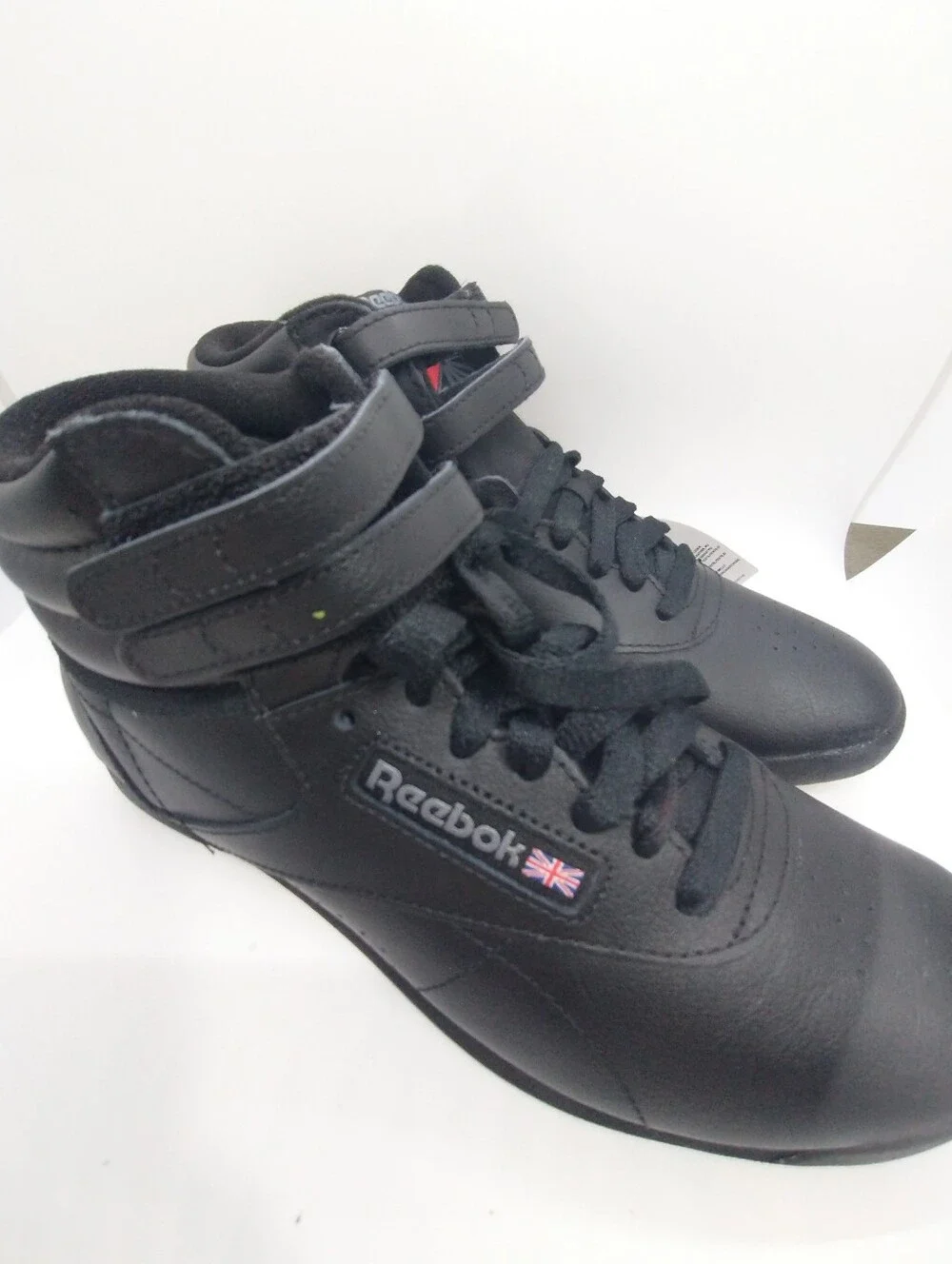 Reebok Classic Freestyle Triple Black High Top Leather Sneaker Womens Size 8